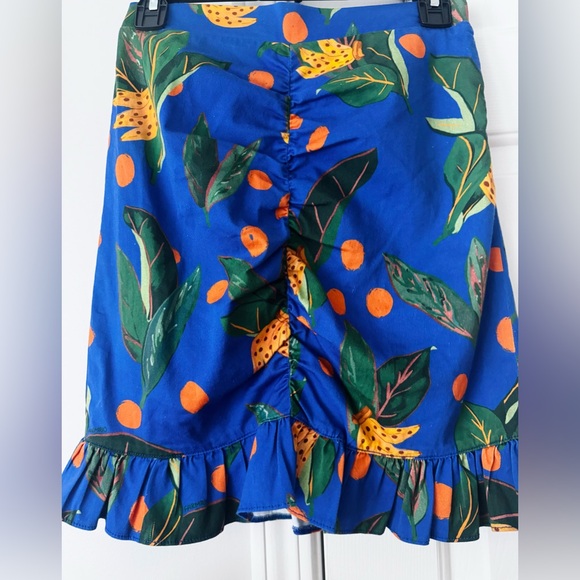 Farm Rio Tropical Print Ruched Ruffled Mini Skirt, Size XS - Picture 9 of 12